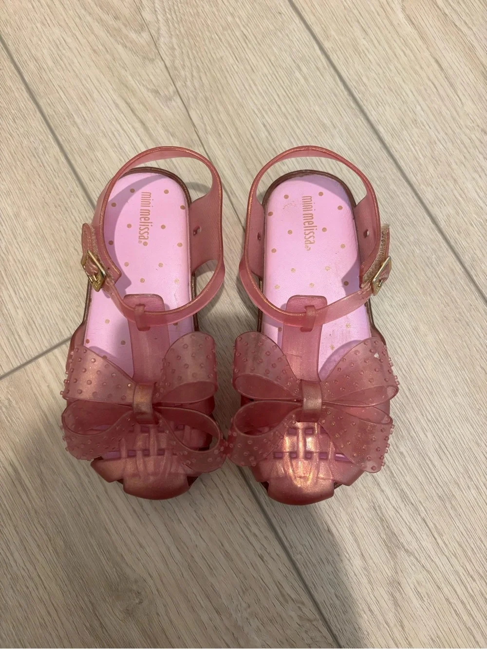 Mini Melissa Pink Jelly Sandals with Bow Accent